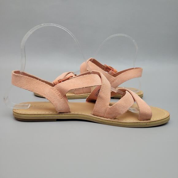 Toms Sicily Strappy Sandals Womens Size 6.5 Casual Peach Pink Coral Flat Shoe - Picture 2 of 10